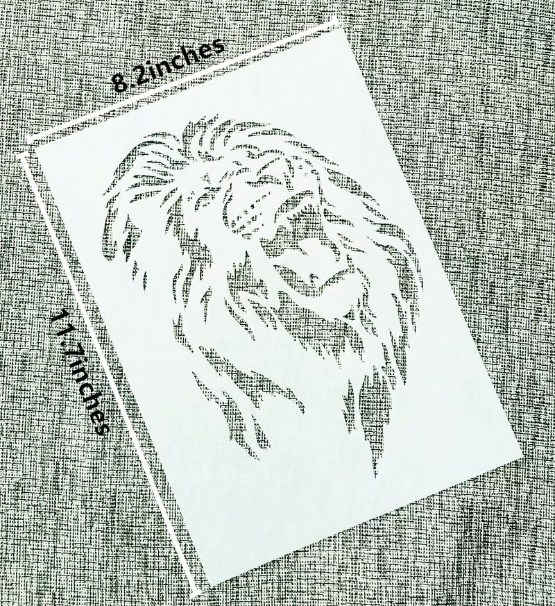 OBUY Lion Deer Tiger Wolf Whale Horse Animal Stencils for Painting on Wood, Fabric, Walls, Airbrush + More | Reusable Mylar Template (Lion) - Image 2